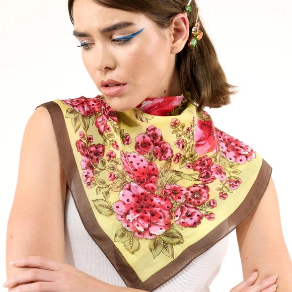 Aratta beaded Floral Silk Scarf - Picture 2 of 4